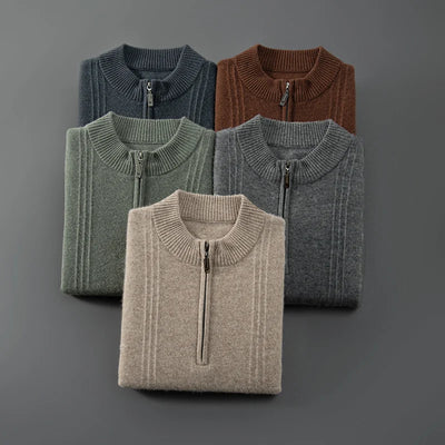 100% Cashmere Ribbed Half Zip